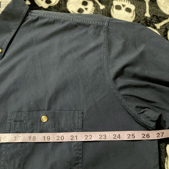OSCAR DE LA RENTA Navy blue short-sleeve button-down shirt ~ Men's XL 1X XXL 2X - Picture 6 of 10
